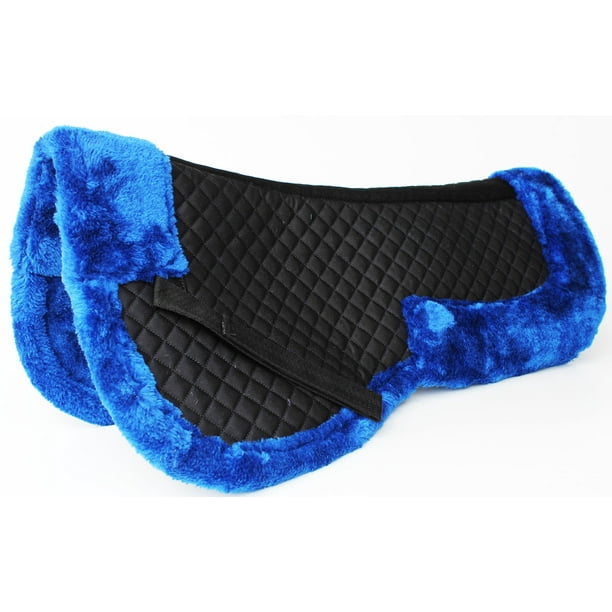 CHALLENGER Horse English Quilted Half Saddle Pad Correction Wither Relief Fur Blue 12218BL